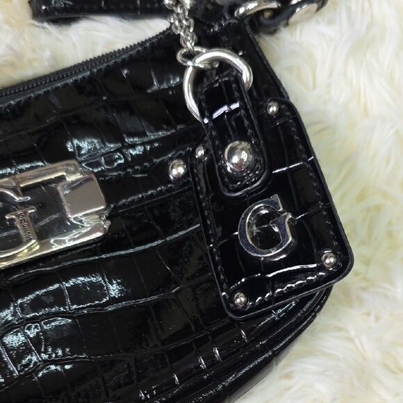 Guess Black Croc-Embossed Crossbody Bag - Picture 3 of 7